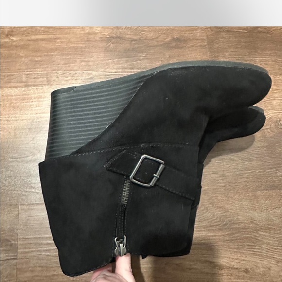 Arizona Jean Company Black Suede Wedge Booties - Picture 4 of 5
